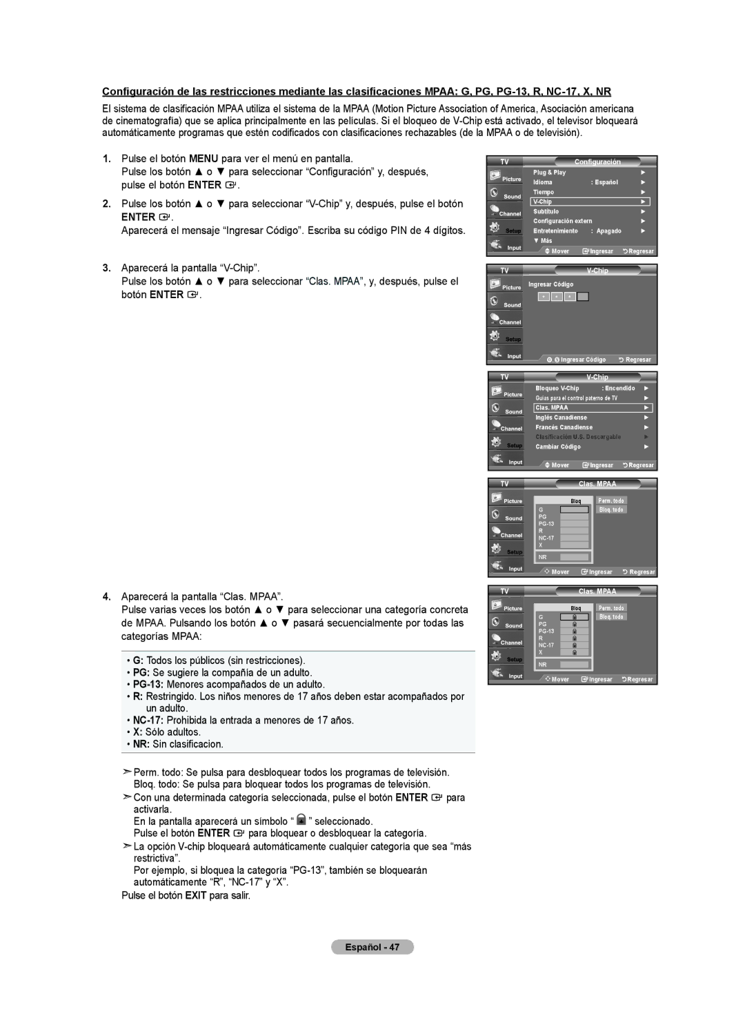 Samsung LNA50PD, LN32A540, LN2A540P2D, Series L5 user manual Clas. Mpaa 