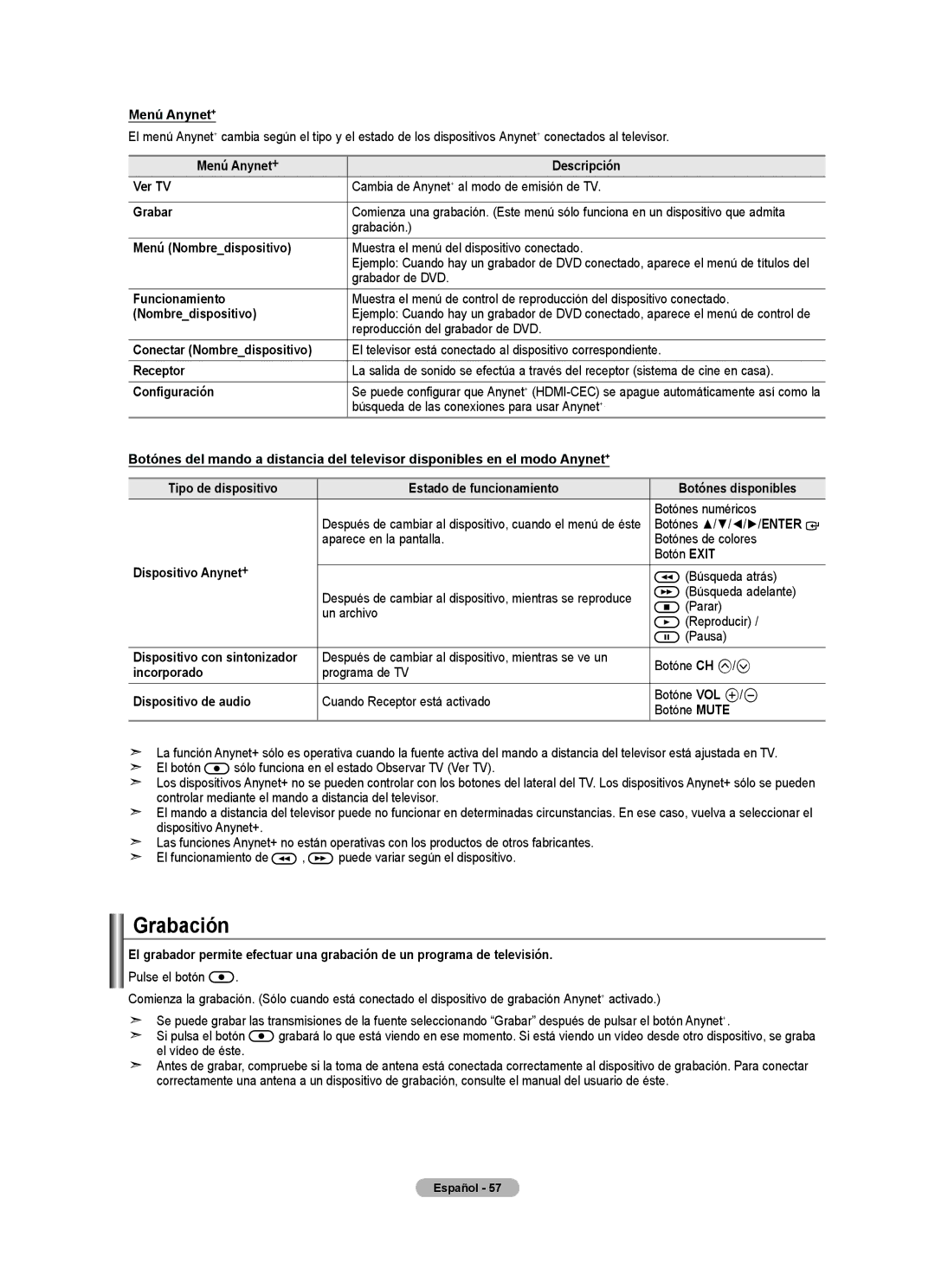 Samsung LNA50PD, LN32A540, LN2A540P2D, Series L5 user manual Grabación 