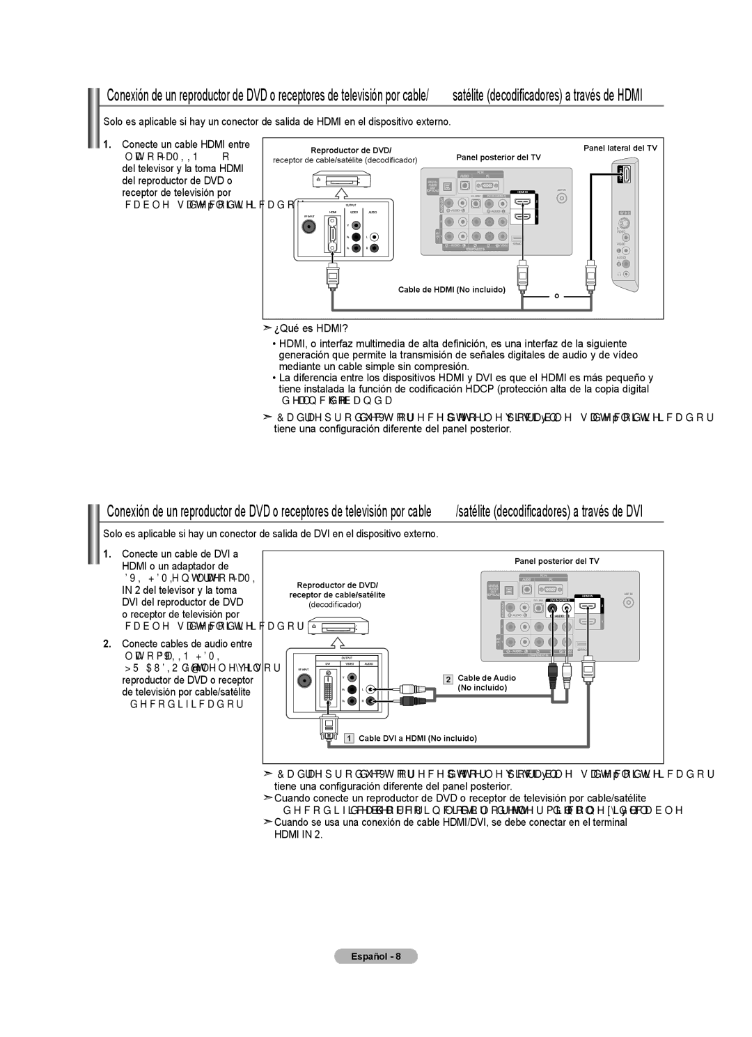 Samsung LNA50PD, LN32A540, LN2A540P2D, Series L5 user manual DVI-HDMI entre la toma Hdmi, Decodificador 