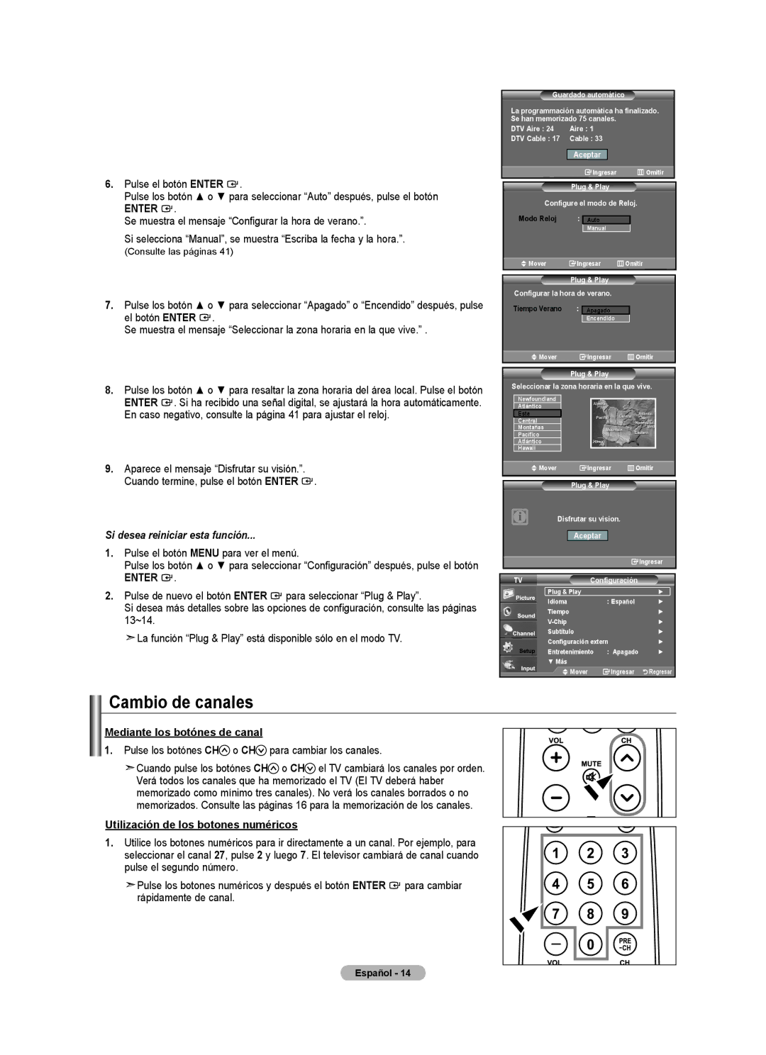 Samsung LN32A540, LNA50PD, Series L5 Cambio de canales, Pulse el botón Menu para ver el menú, Mediante los botónes de canal 