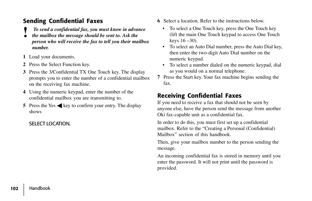 Samsung 5400 manual Sending Confidential Faxes, Receiving Confidential Faxes 