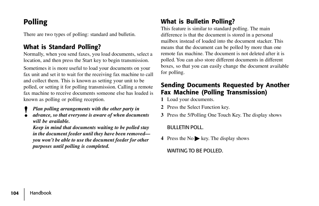 Samsung 5400 manual What is Standard Polling?, What is Bulletin Polling?, Waiting to be Polled 