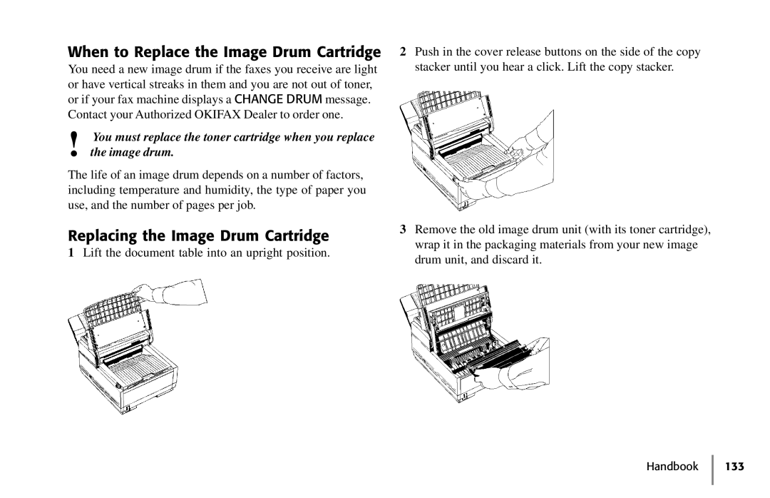 Samsung 5400 manual When to Replace the Image Drum Cartridge, Replacing the Image Drum Cartridge 