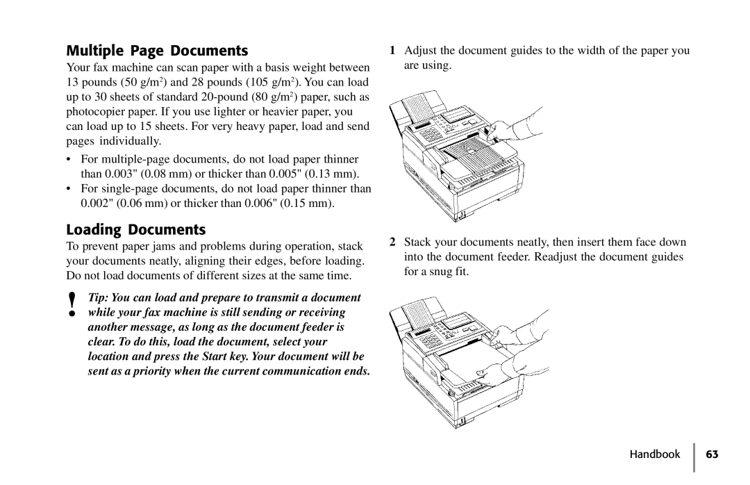 Samsung 5400 manual Multiple Page Documents, Loading Documents 