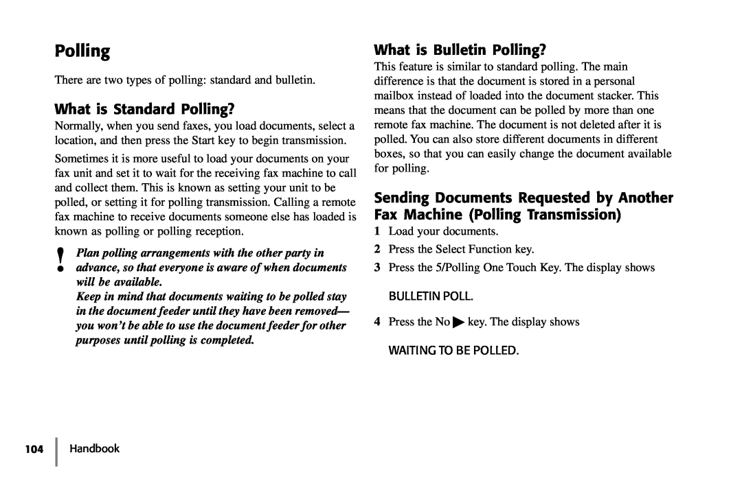 Samsung 5400 manual What is Standard Polling?, What is Bulletin Polling?, will be available 