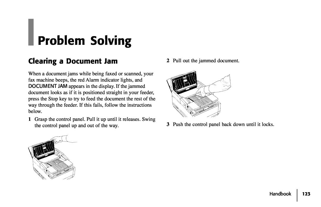 Samsung 5400 manual Problem Solving, Clearing a Document Jam 