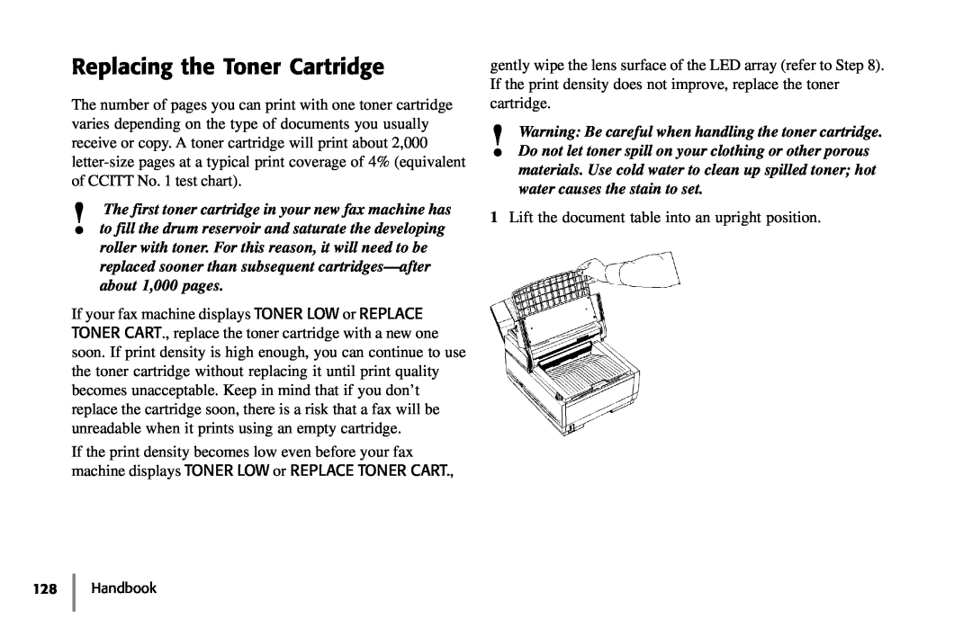 Samsung 5400 manual Replacing the Toner Cartridge 