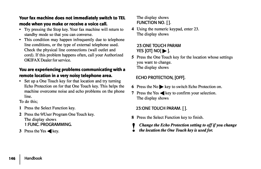 Samsung 5400 manual 23ONE TOUCH PARAM YES OT NO, Handbook 