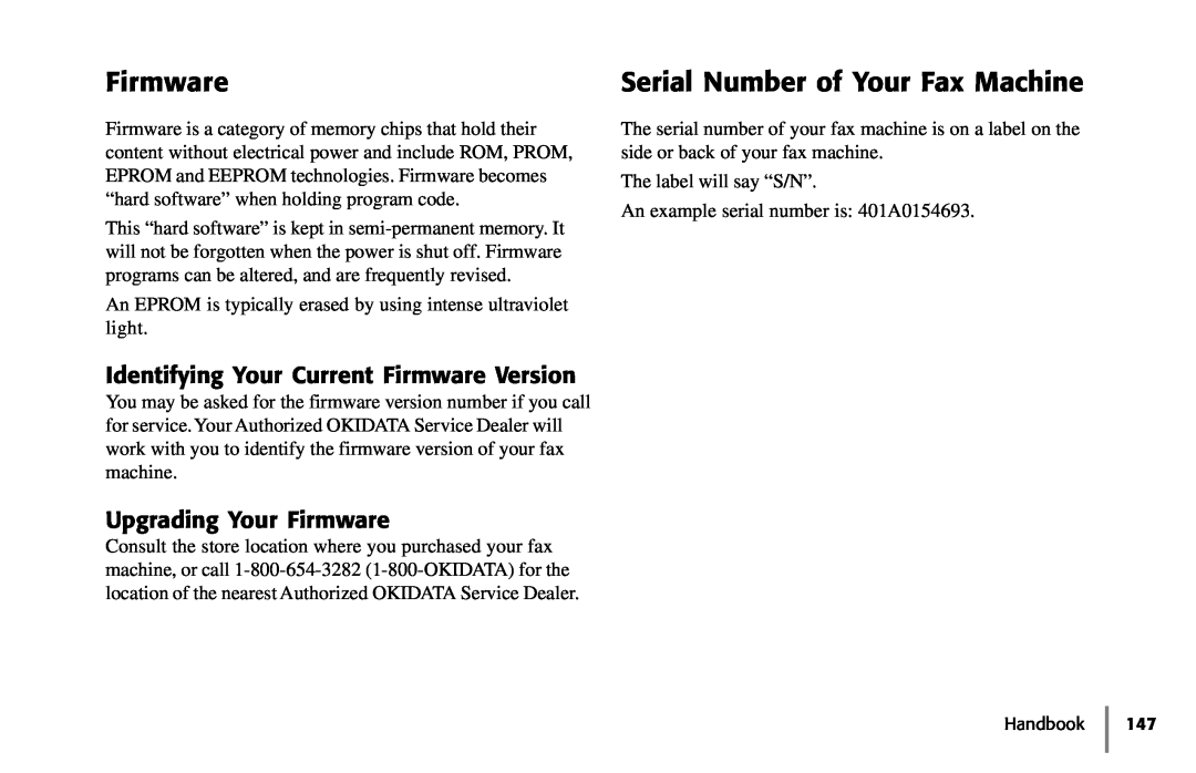 Samsung 5400 Serial Number of Your Fax Machine, Identifying Your Current Firmware Version, Upgrading Your Firmware 