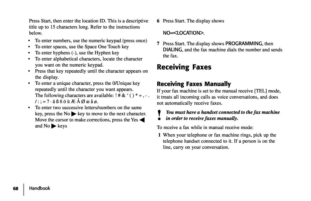 Samsung 5400 manual Receiving Faxes Manually 