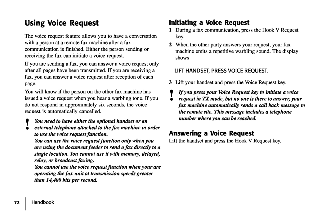 Samsung 5400 Using Voice Request, Initiating a Voice Request, Answering a Voice Request, to use the voice request function 