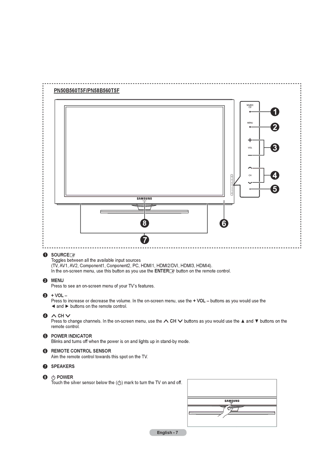 Samsung PN50B50T5F, BN68-01917B-00, PNB550TF, PN58B50T5F user manual PN50B560T5F/PN58B560T5F 