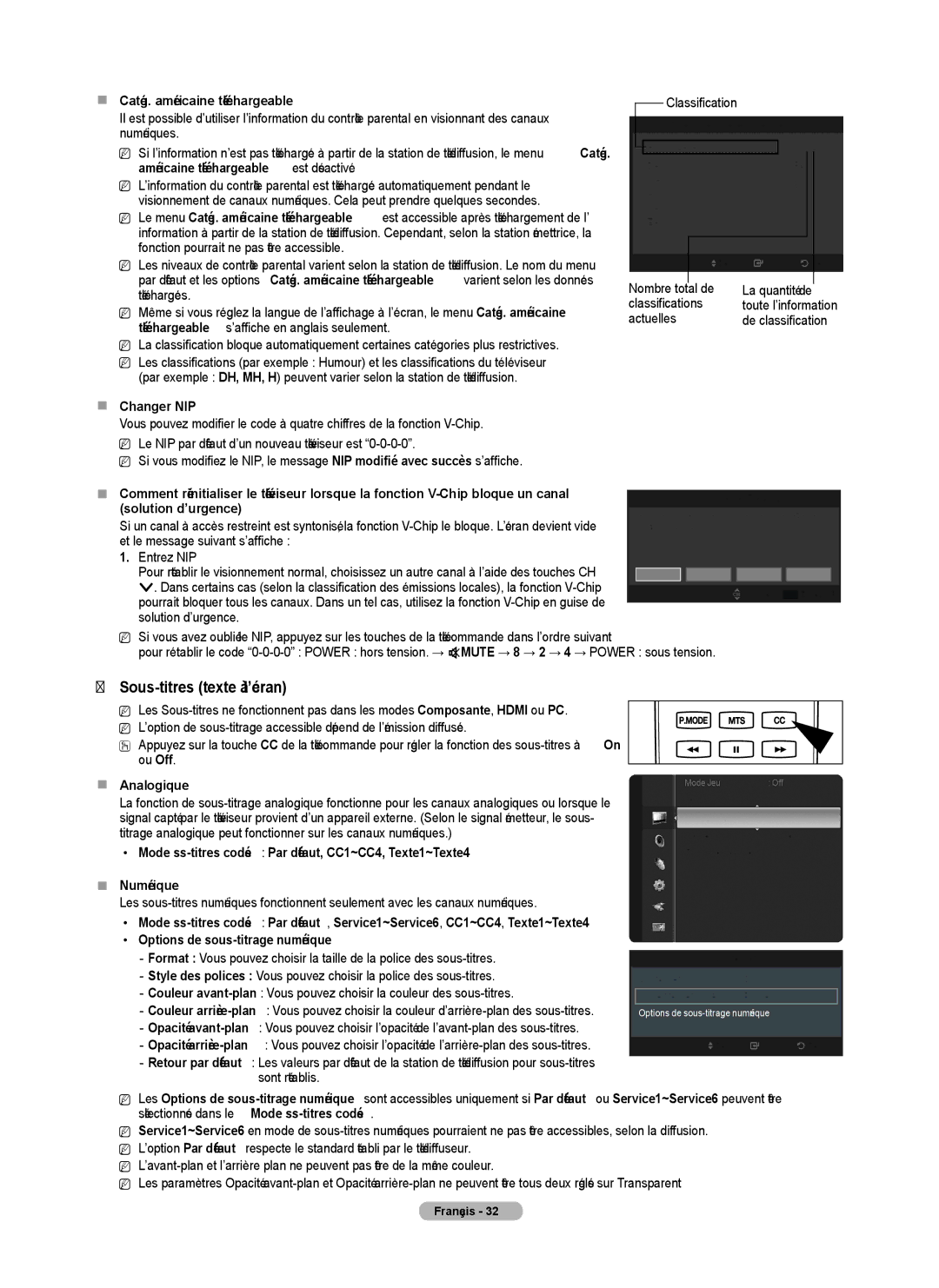 Samsung BN68-01917B-00, PN50B50T5F, PNB550TF, PN58B50T5F user manual Sous-titres texte à l’écran 