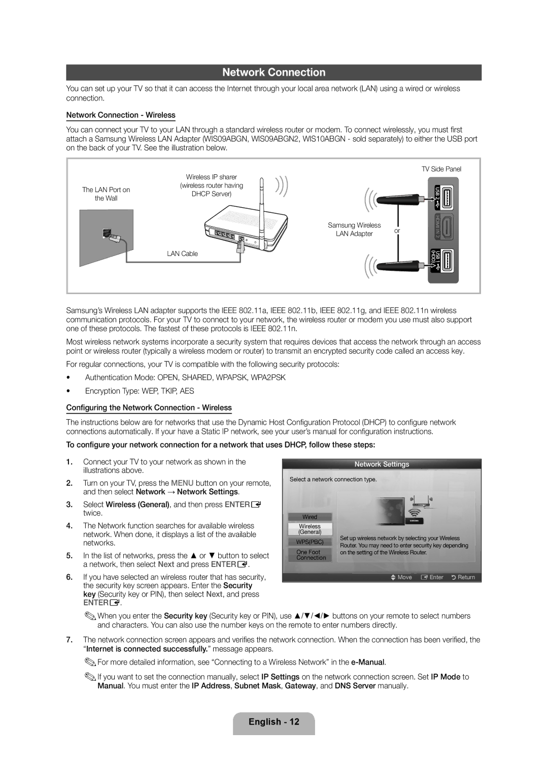 Samsung 550 user manual Network Connection, Entere 