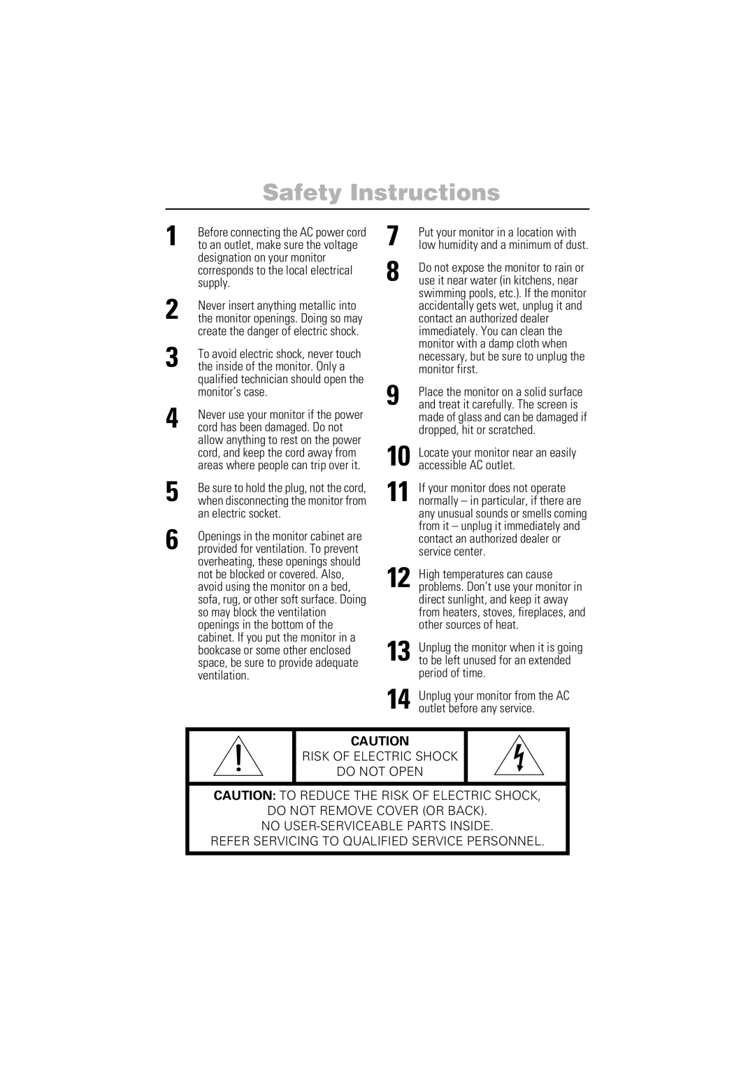 Samsung 550B manual Safety Instructions 