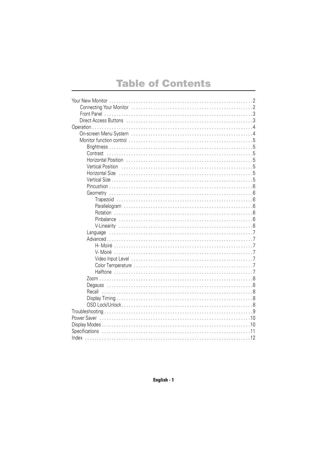 Samsung 550B manual Table of Contents 