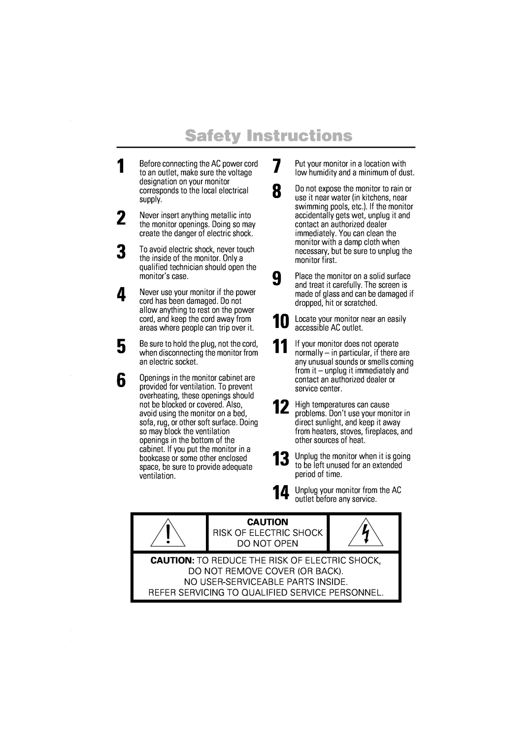 Samsung 550B manual Safety Instructions 