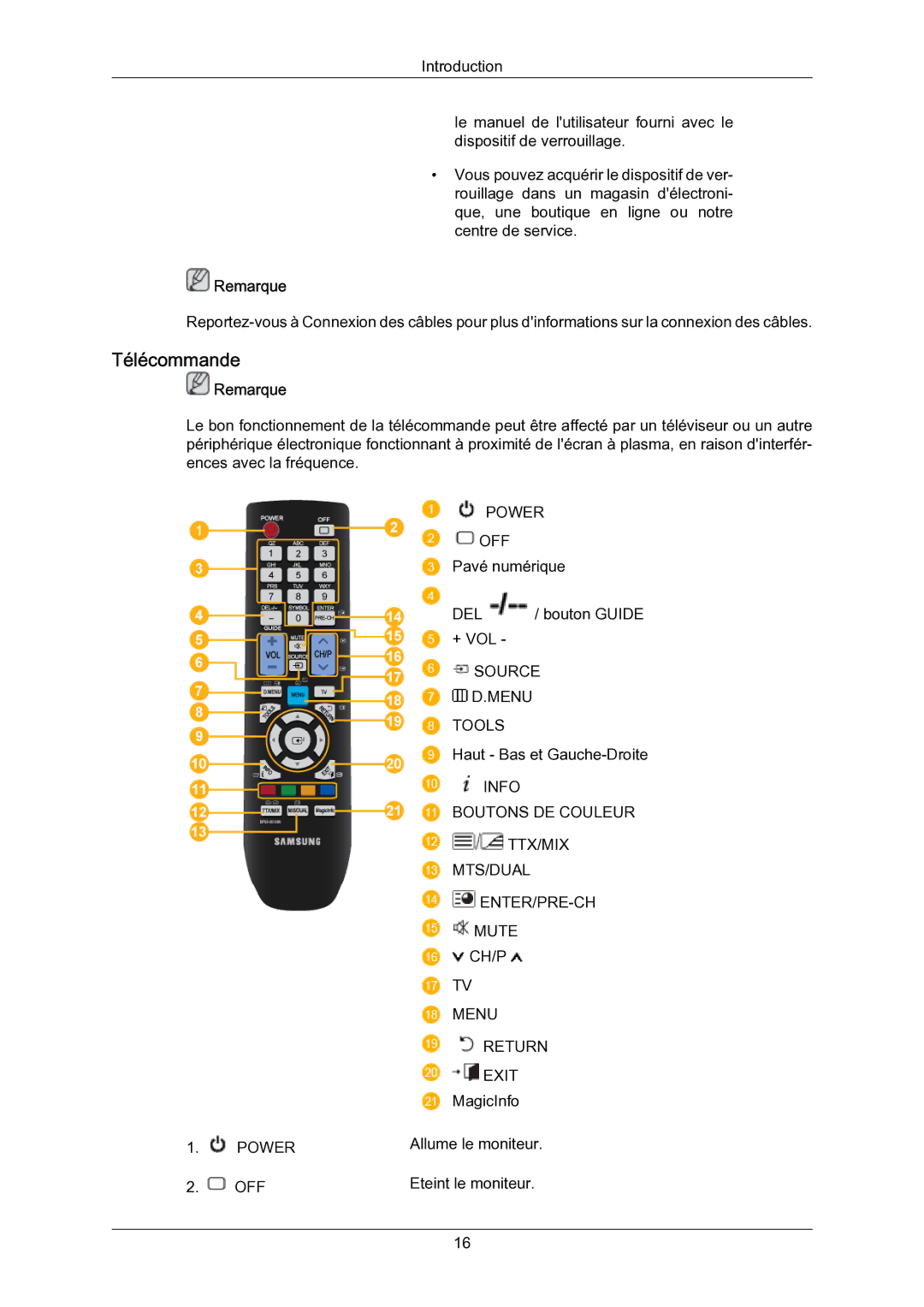 Samsung 01090A, 550EXn, 460EXn, 400EXN quick start Télécommande, Menu Return Exit 