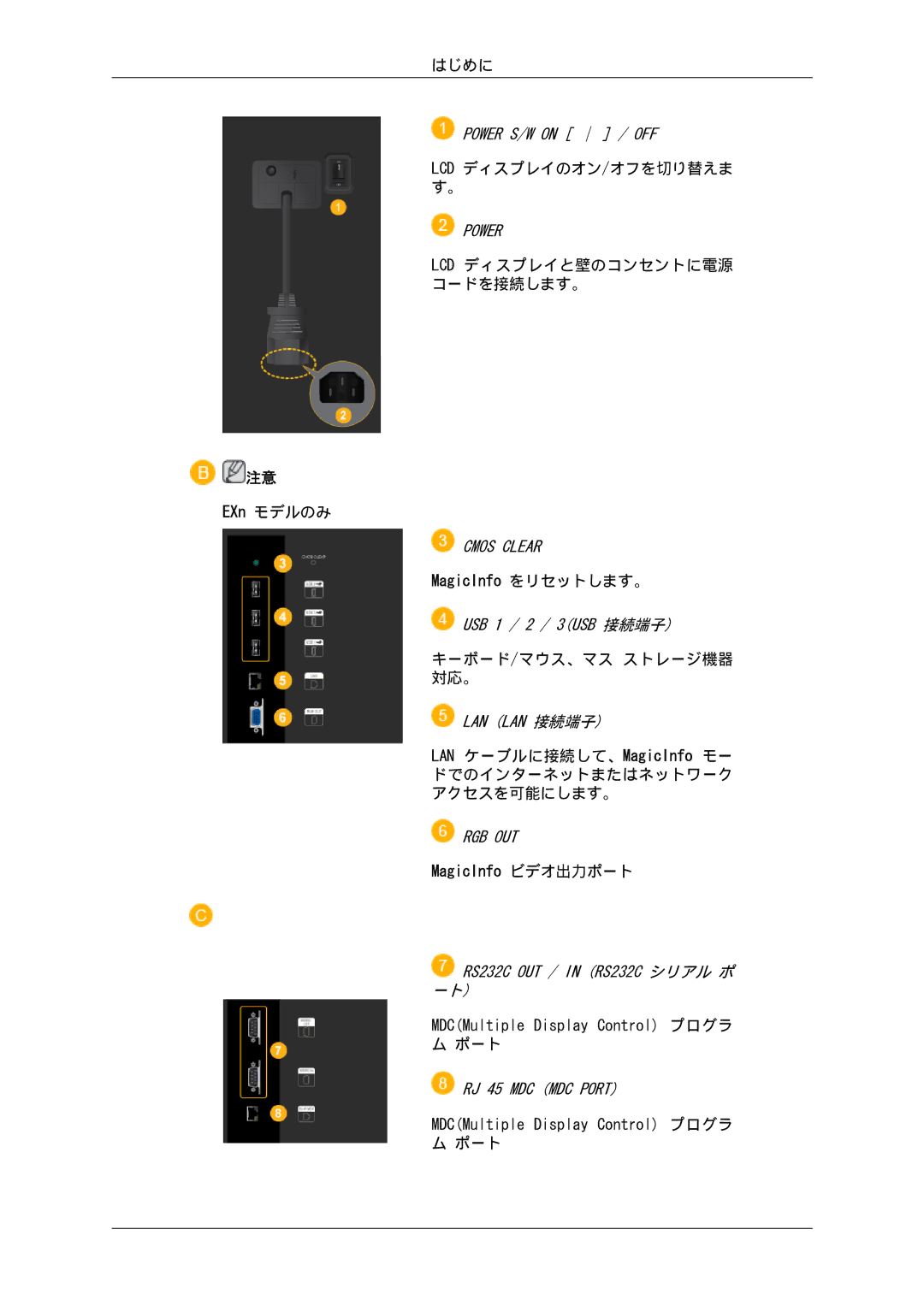 Samsung 460EX, 550EX, 400EX manual MagicInfo をリセットします。 