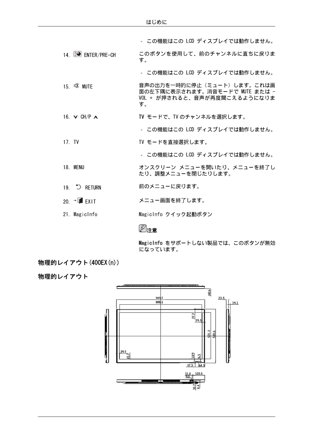 Samsung 550EX, 460EX manual 物理的レイアウト400EXn 