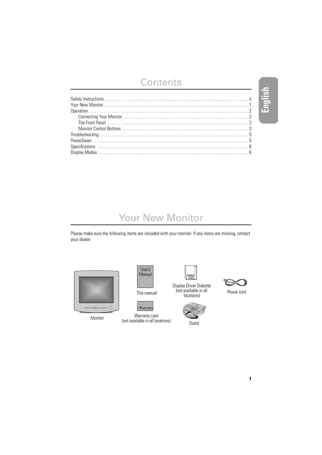 Samsung 550S, 450Nb, 450b, 550s manual Contents, Your New Monitor 