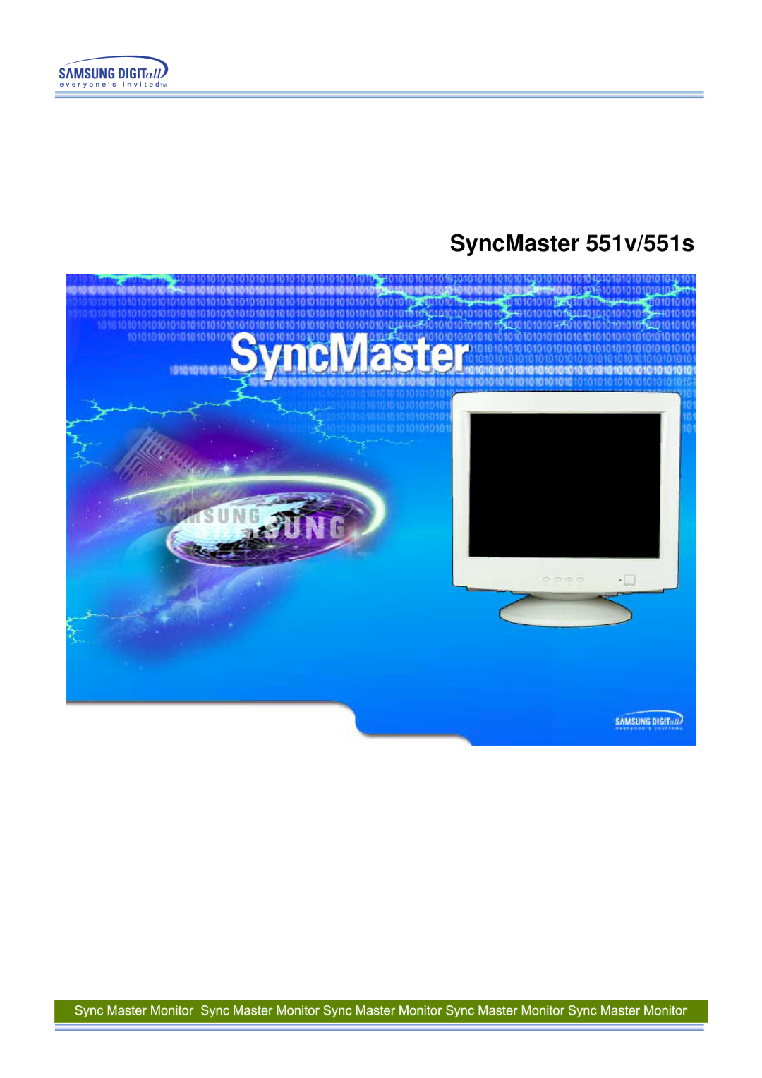 Samsung 551V manual SyncMaster 551v/551s 