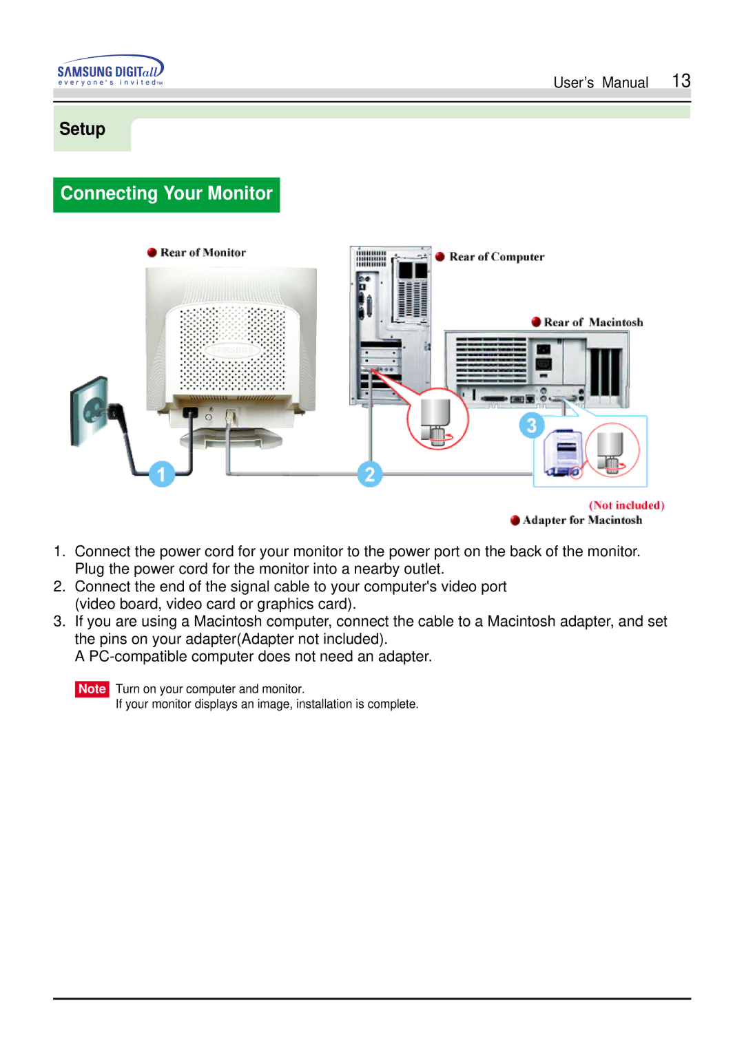 Samsung 551s, 551V manual Connecting Your Monitor 