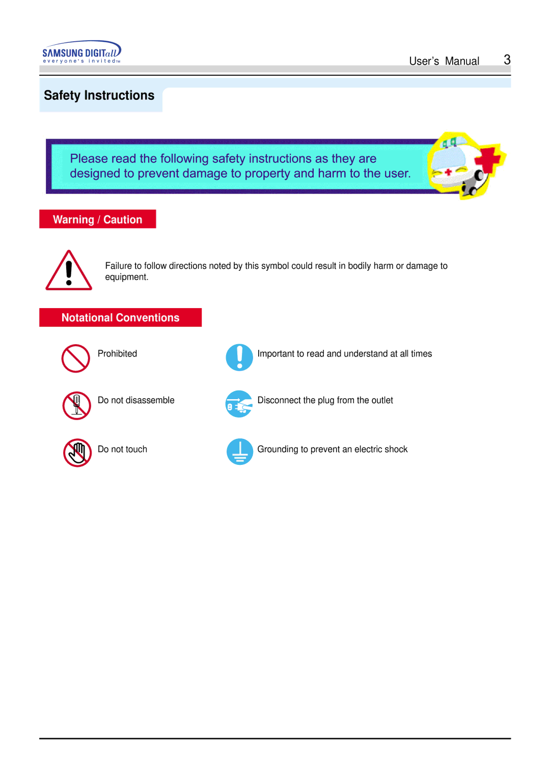 Samsung 551s, 551V manual Safety Instructions 