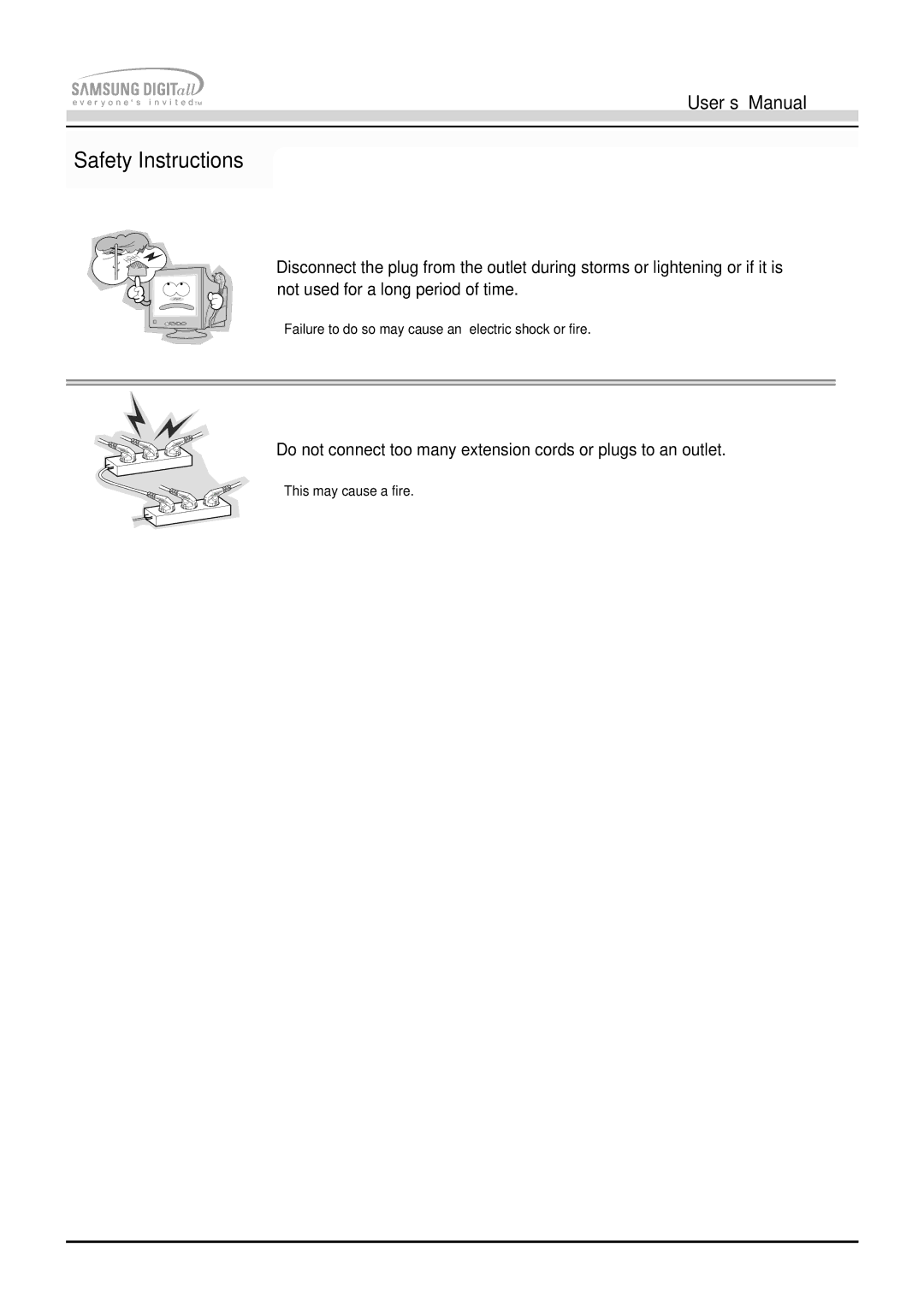 Samsung 551s, 551V manual This may cause a fire 