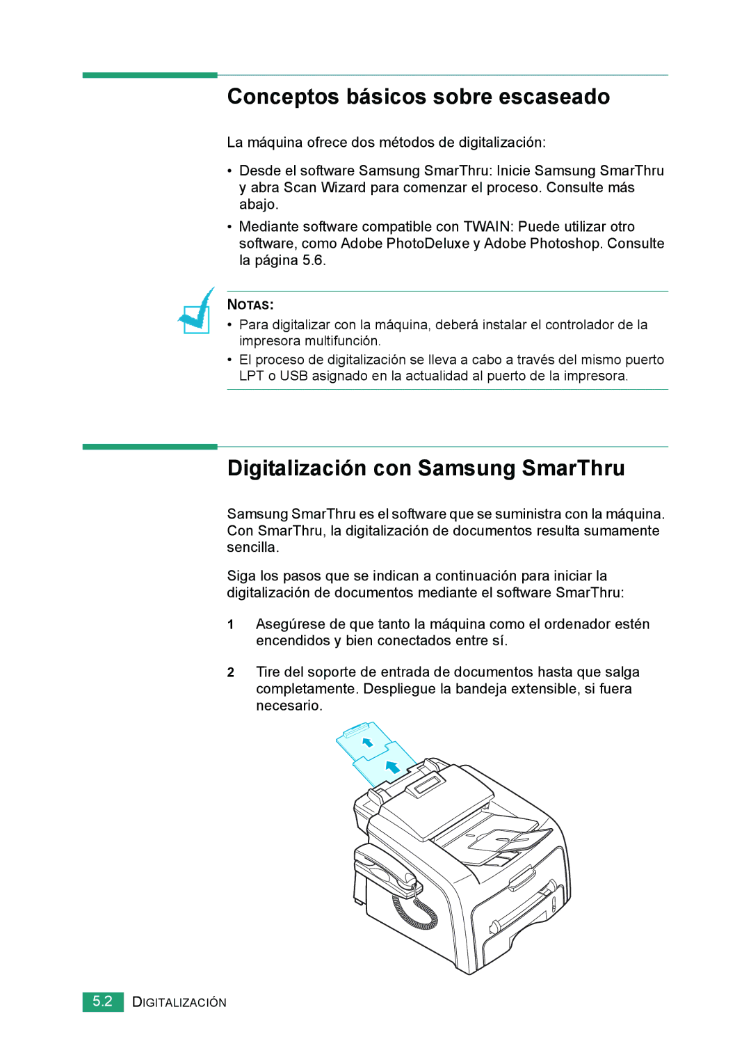 Samsung 560 manual Conceptos básicos sobre escaseado, Digitalización con Samsung SmarThru 