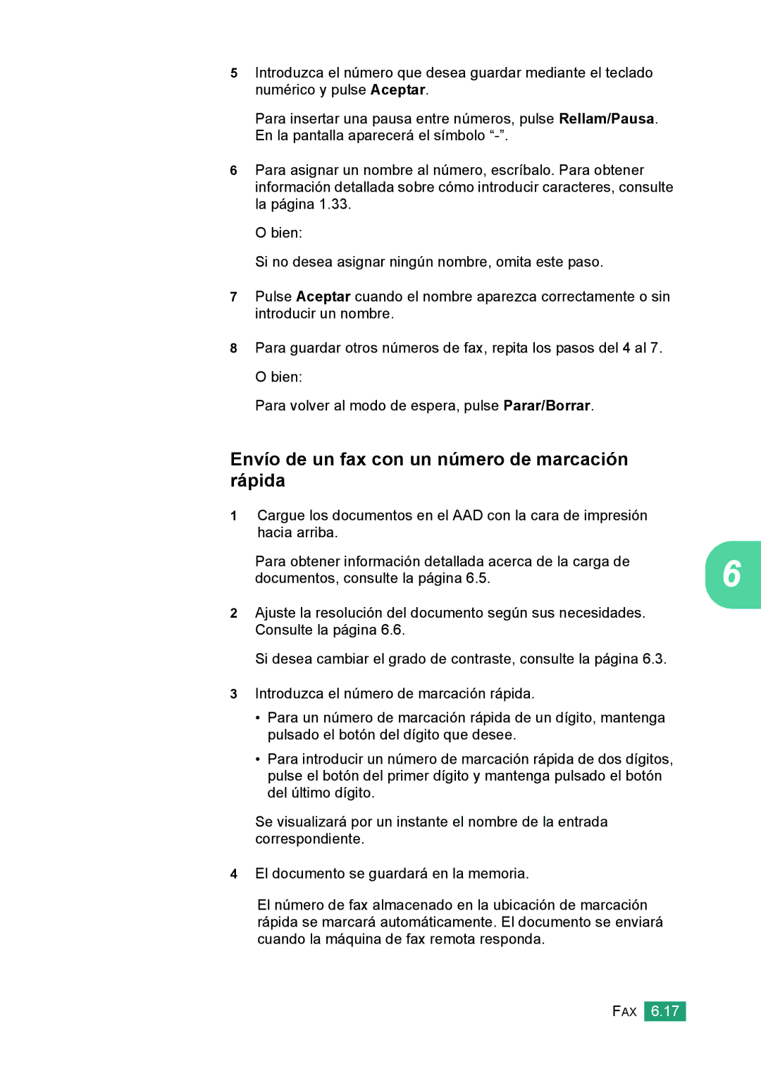 Samsung 560 manual Envío de un fax con un número de marcación rápida 