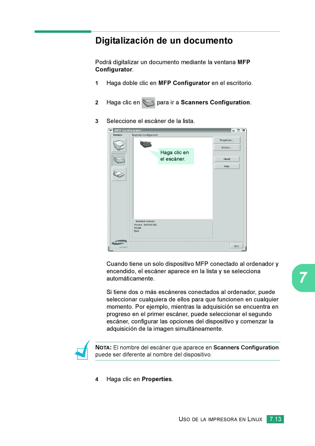 Samsung 560 manual Digitalización de un documento, Configurator 