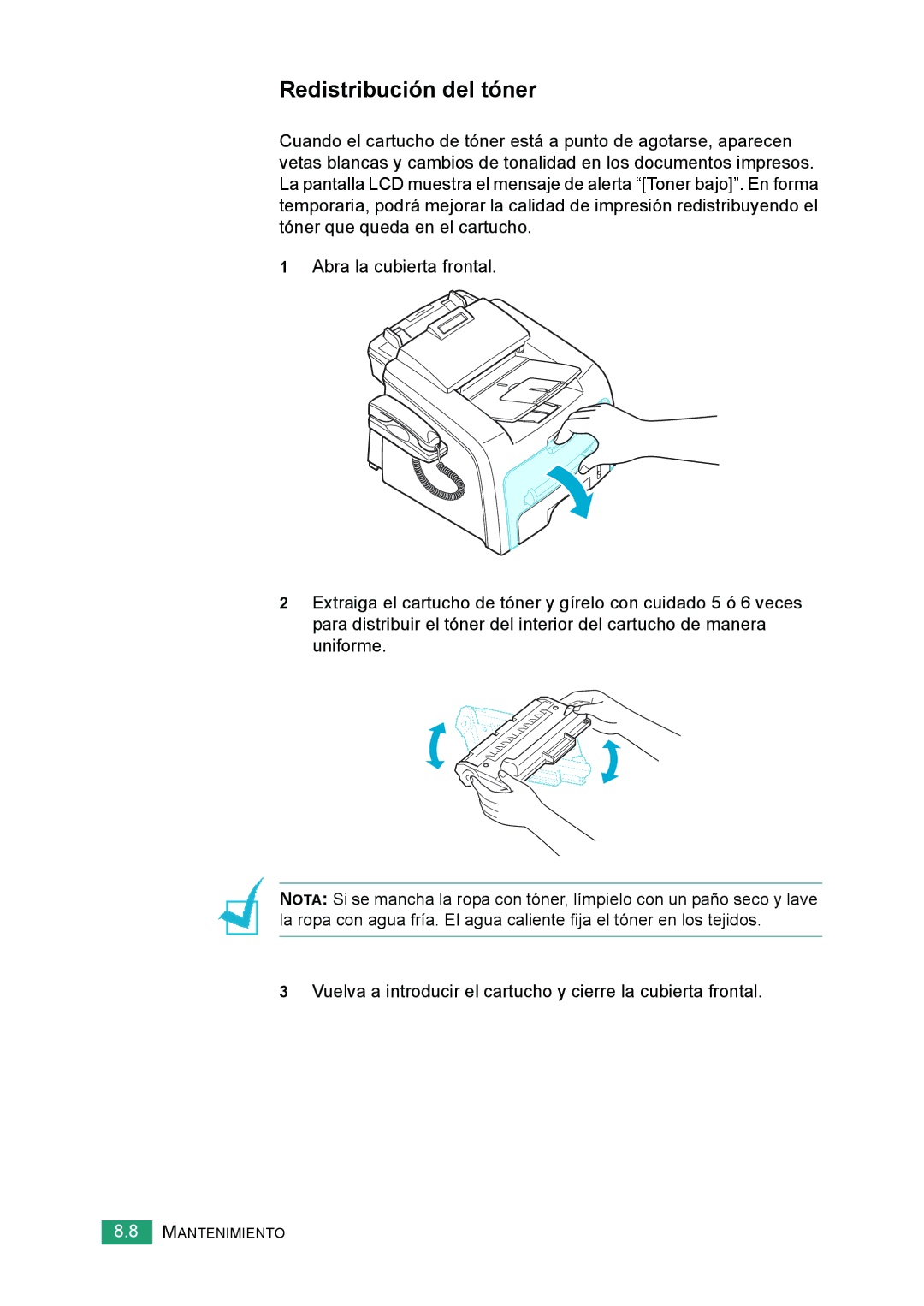 Samsung 560 manual Redistribución del tóner 