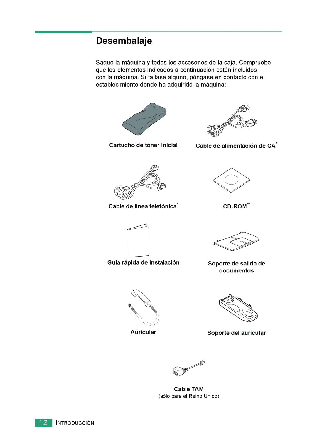 Samsung 560 manual Desembalaje 