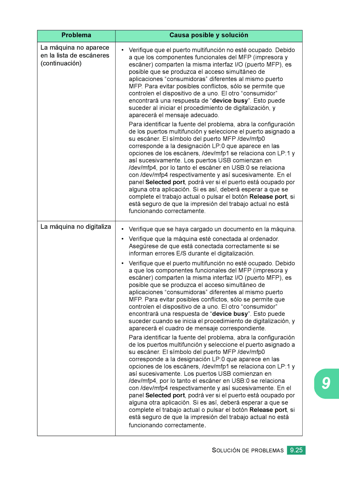 Samsung 560 manual Verifique que el puerto multifunción no esté ocupado. Debido 