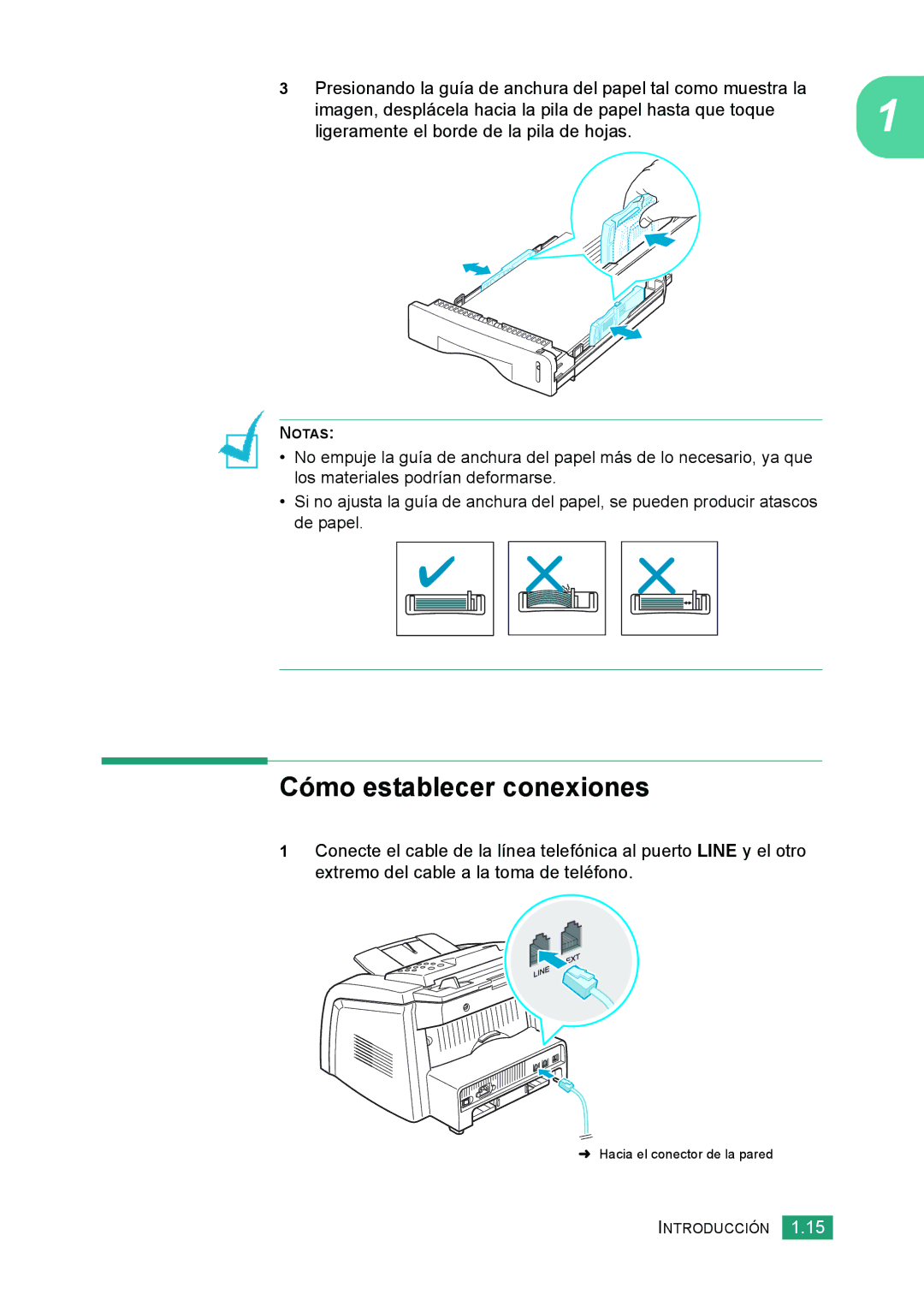 Samsung 560 manual Cómo establecer conexiones 