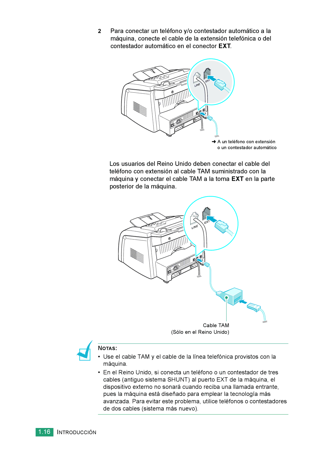 Samsung 560 manual Cable TAM Sólo en el Reino Unido 