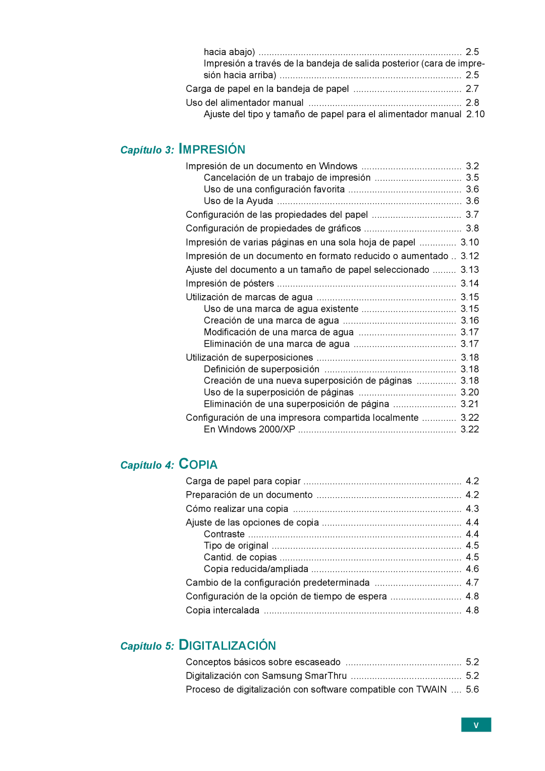 Samsung 560 manual Capítulo 5 Digitalización 