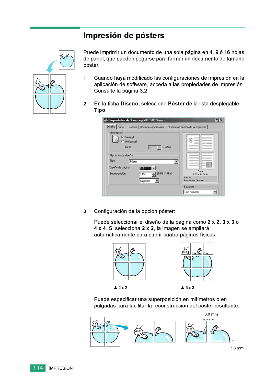 Samsung 560 manual Impresión de pósters 