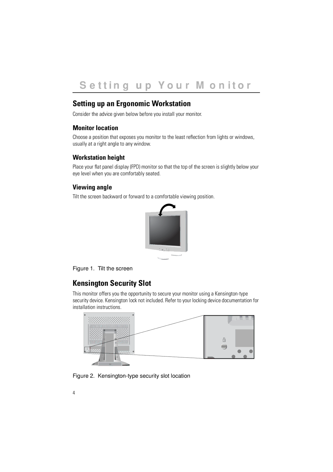 Samsung RN15LSTSN/EDC, 570STFT manual Setting up Your Monitor, Setting up an Ergonomic Workstation, Kensington Security Slot 