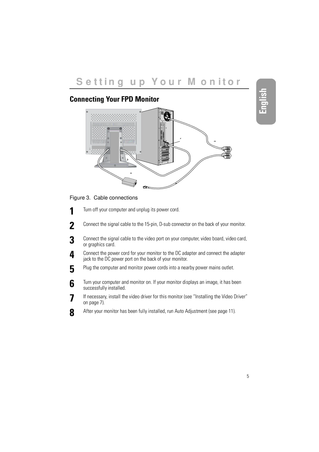 Samsung RN15LSBAN/EDC Connecting Your FPD Monitor, Or graphics card, Jack to the DC power port on the back of your monitor 