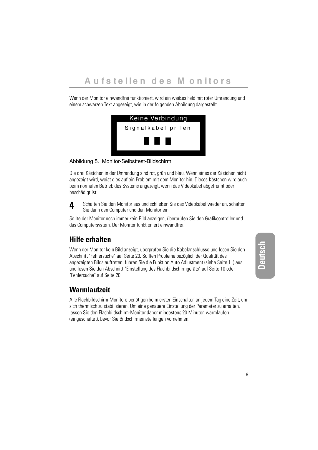 Samsung CN15LSPN/EDC, 570STFT, CN15LSPS/EDC manual Hilfe erhalten, Warmlaufzeit, Sie dann den Computer und den Monitor ein 