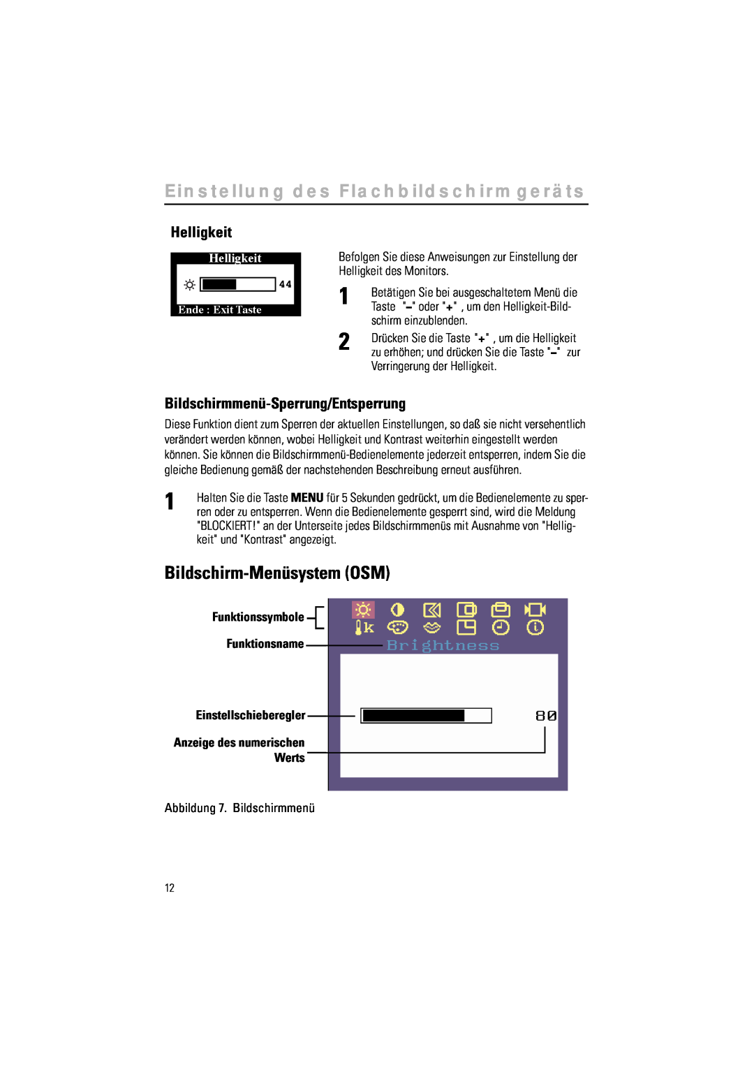 Samsung RN15LSTAN/EDC Bildschirm-Menüsystem OSM, Helligkeit, Bildschirmmenü-Sperrung/Entsperrung, schirm einzublenden 