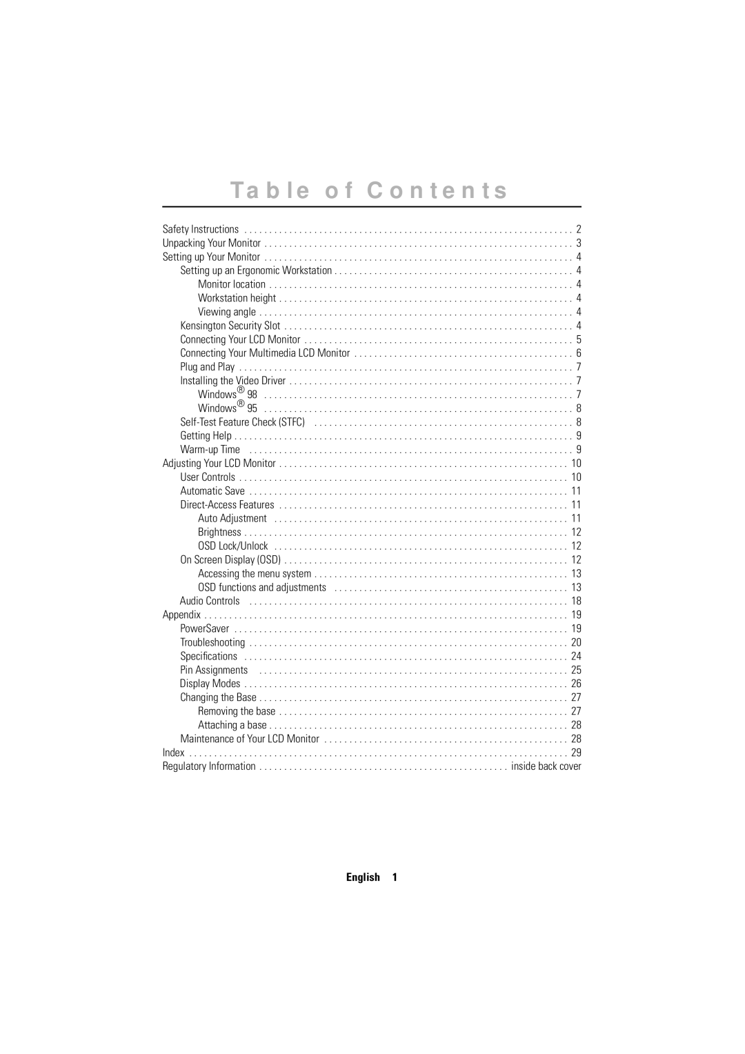 Samsung 570VTFT manual Table of Contents 