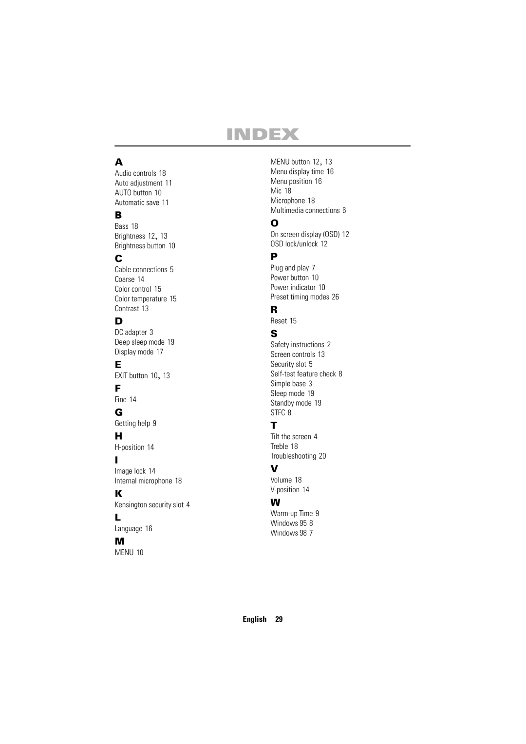 Samsung 570VTFT manual Index 