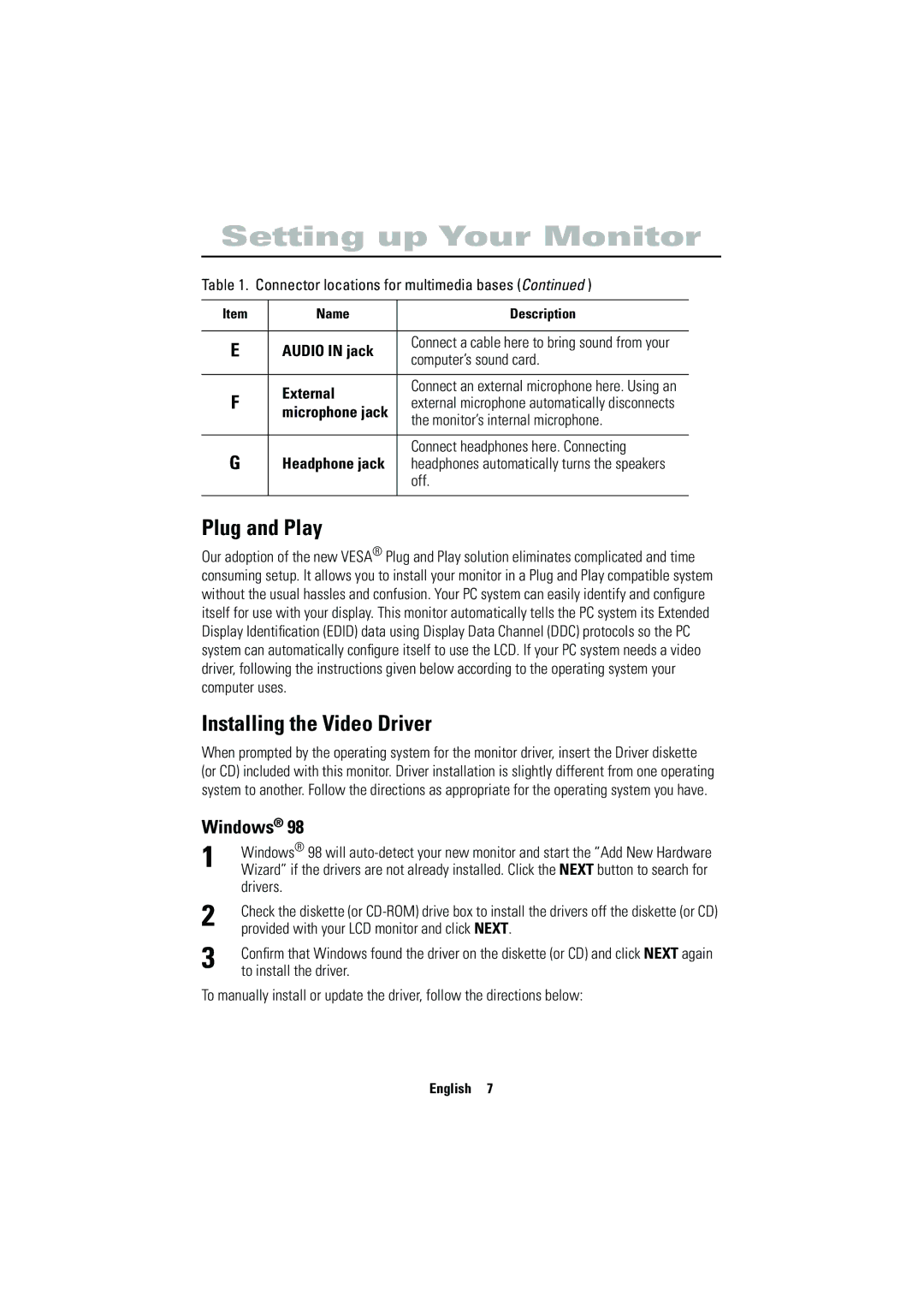 Samsung 570VTFT manual Plug and Play, Installing the Video Driver, Windows 