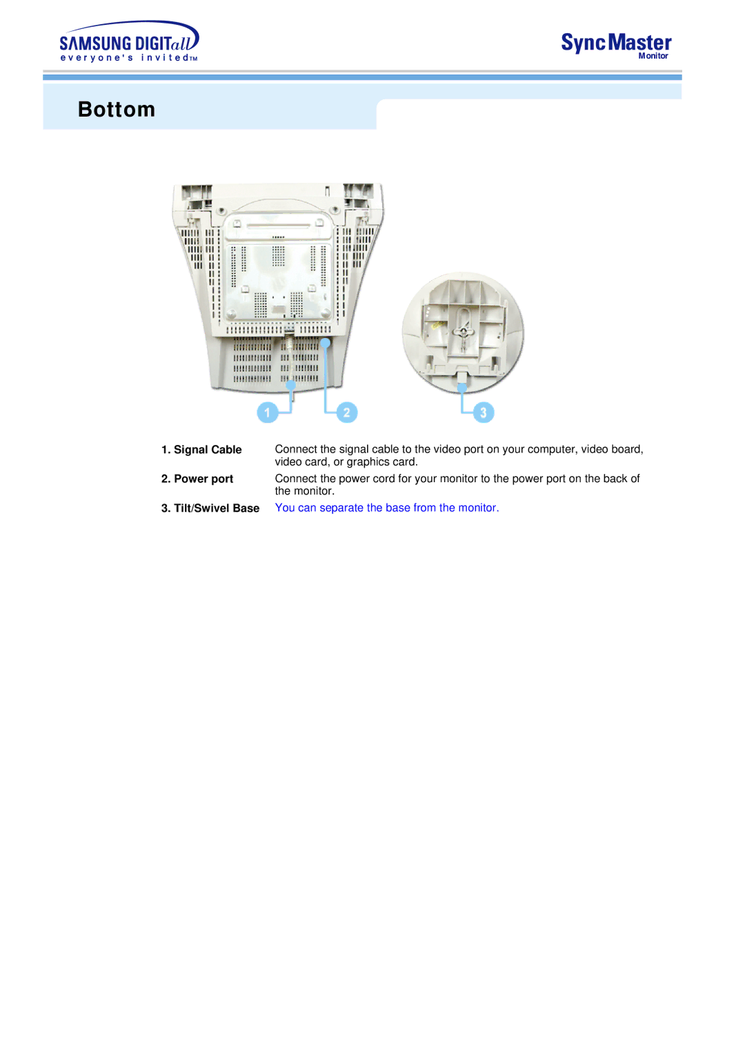 Samsung 591S, 793S, 793DF, 795DF, 797DF, 997DF, 793MB, 795MB manual Bottom 