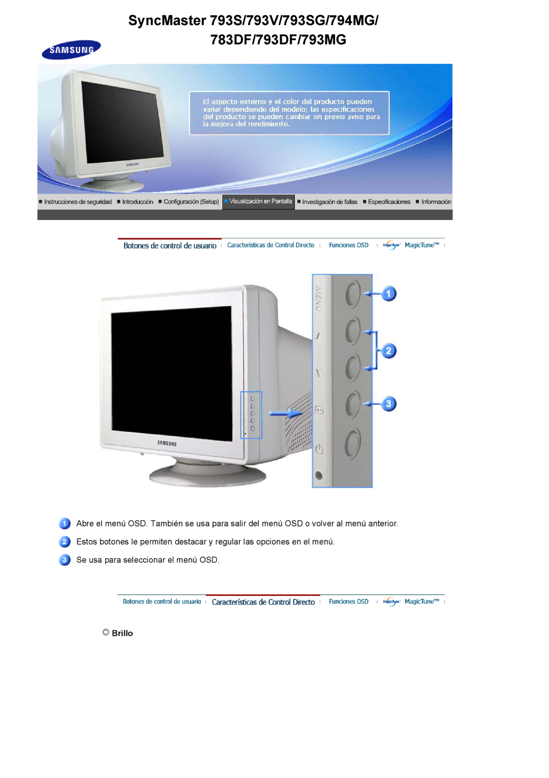 Samsung 591S manual SyncMaster 793S/793V/793SG/794MG/ 783DF/793DF/793MG 