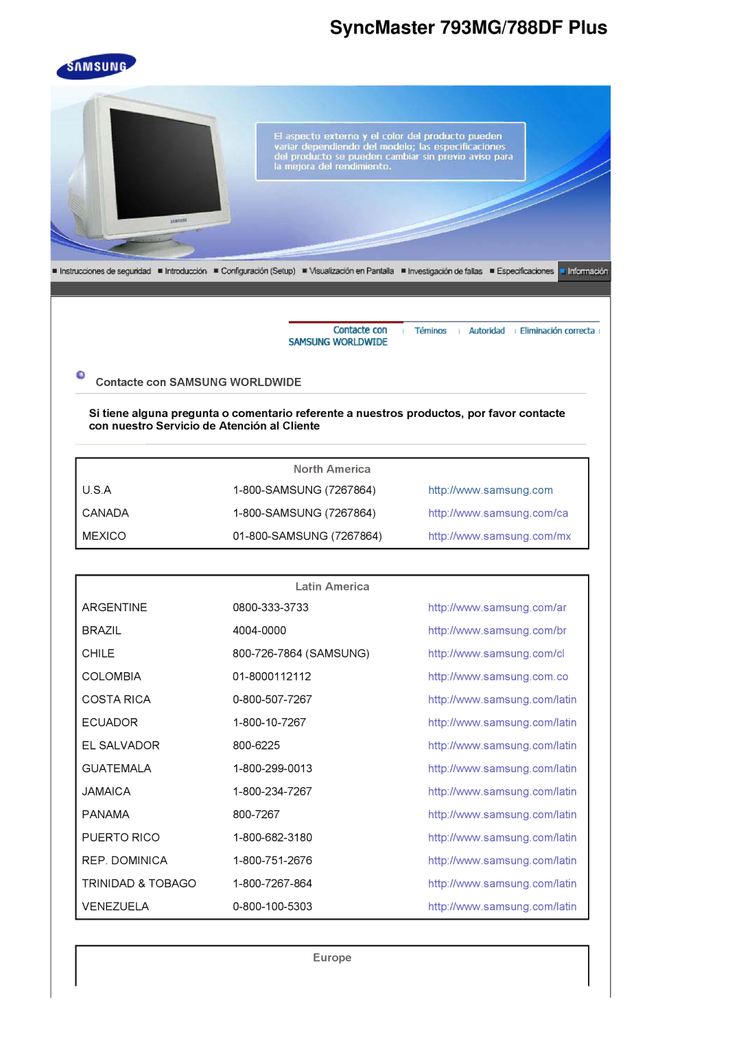 Samsung 591S manual SyncMaster 793MG/788DF Plus 