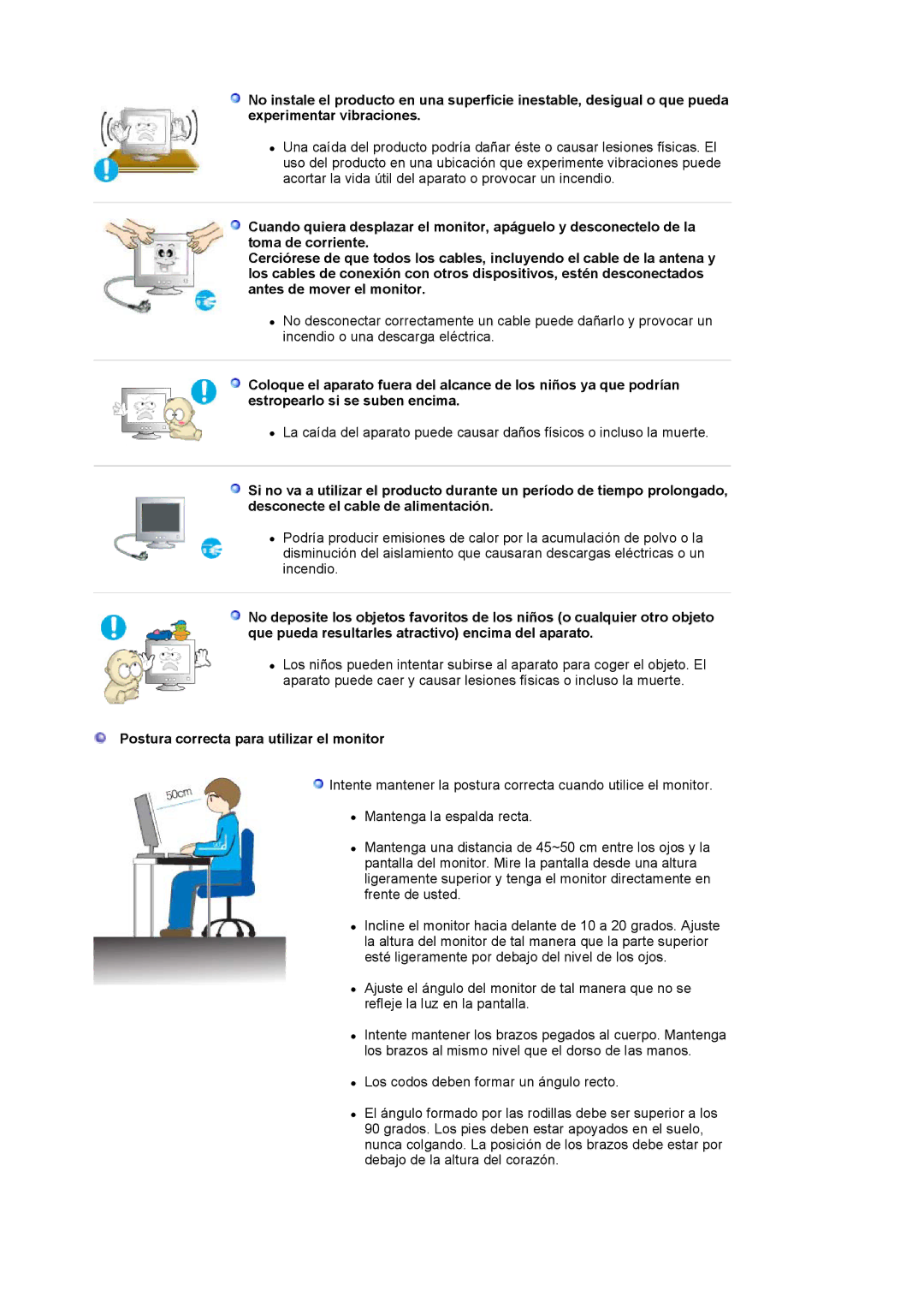 Samsung 591S manual Postura correcta para utilizar el monitor 